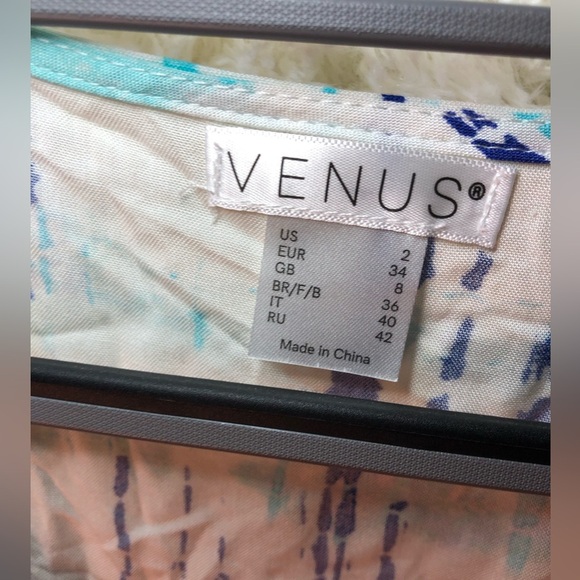 VENUS Blue and Purple Ruched Tie Blouse NWOT size 2 - Picture 8 of 13